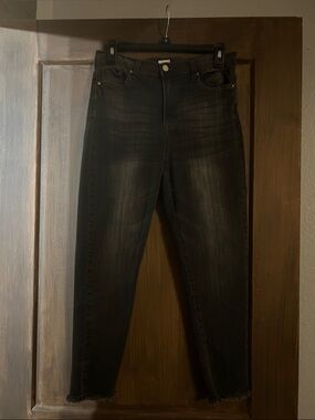 Girls Junior Black Washed High-Rise Jeans
